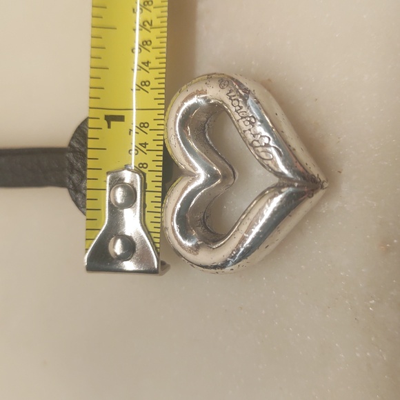 Brighton 3D Silver Heart Signature Purse Charm On Black Leather Strap, EUC! - Picture 9 of 12